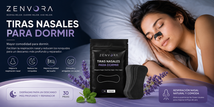 Tiras Nasales Anti-Ronquidos Zenvora — Sueño Profundo & Respiración Libre