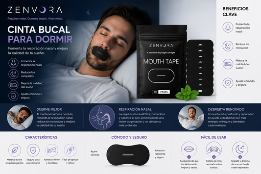 Tiras Bucales para Dormir Zenvora — Respiración Nasal & Anti-Ronquidos